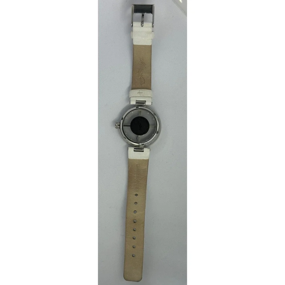 Kenneth Cole NY Womens Watch Transparent Dial KC 2609‎ Leather Signature Band Z